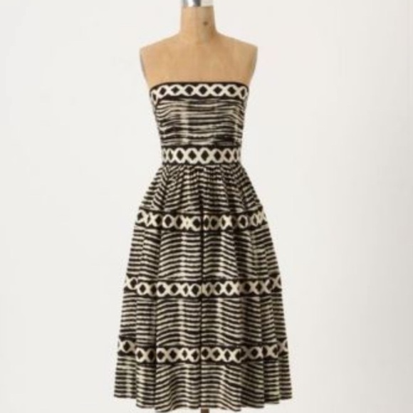 Anthropologie Tracy Reese Black and Cream Lattice Ring dress. - Picture 1 of 4